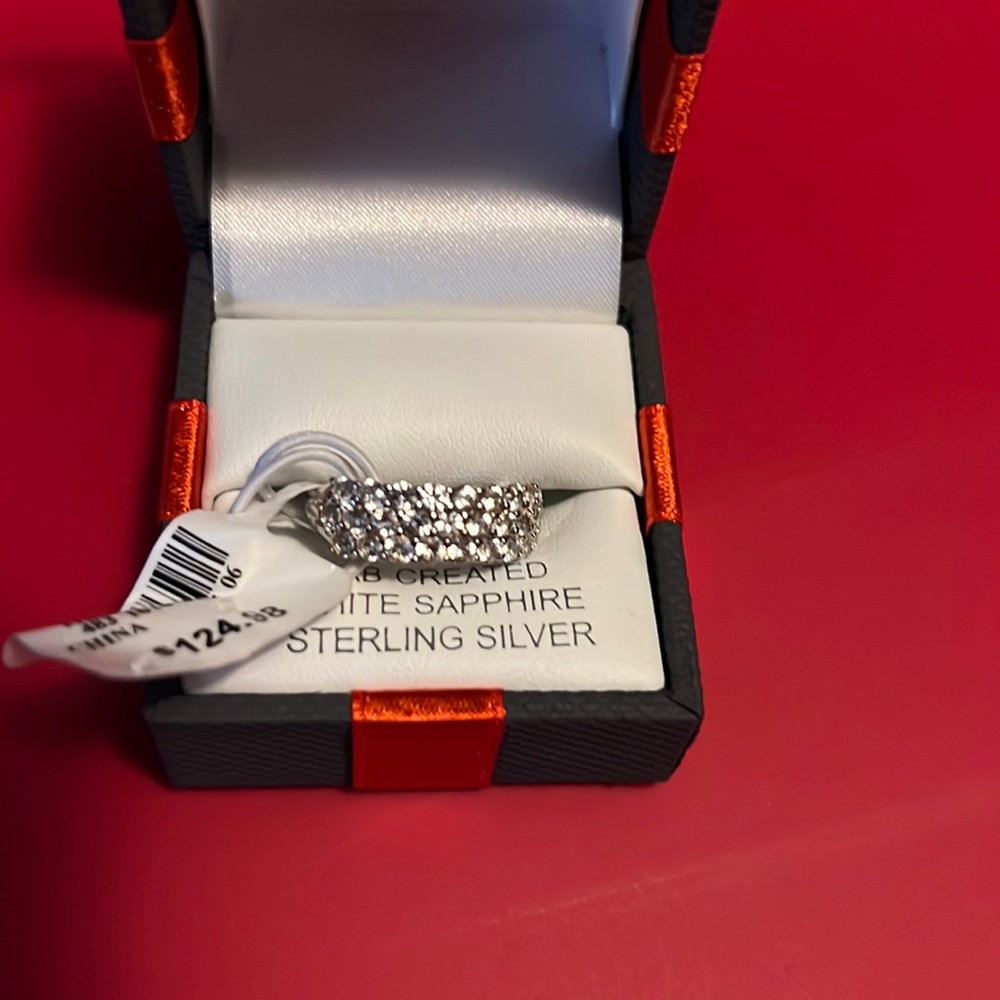 Sterling Silver lab created diamonds sz7